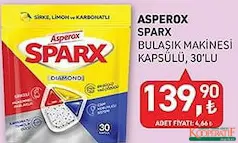 ASPEROX SPARX BULAŞIK MAKİNESİ KAPSÜLÜ TABLETİ 30'LU ASPEROX SPARX BULAŞIK MAKİNESİ KAPSÜLÜ TABLETİ 30'LU